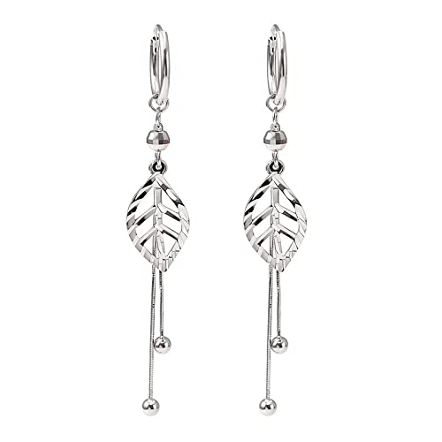 MIVY Silber Ohrringe Damen 925,Creolen Aus 925Er Sterlingsilber Für Frauen, Einfache Blattform, Quaste, Ohrring, Silberfarben, Huggie-Ohrringe, Exquisiter Charm-Schmuck Für Frauen Cover
