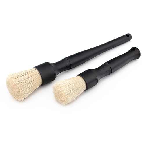 Detail Factory Boar Hair Detailing Brush Set, Comfortable Grip and Heavy-Duty Scrubbing for Interior, Exterior, Engine Bay, Wheels, Exhaust Tips, Textured Plastic
