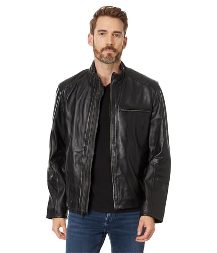 Cole Haan Mens Smooth Lamb Jacket, Black, Medium at Amazon Men's