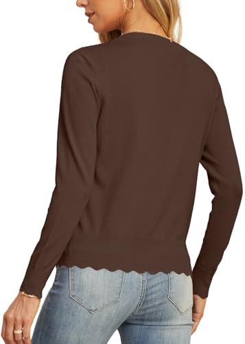 GRECERELLE Women's Long Sleeve V-Neck Button Down Cardigan Knit Shrugs Sweater4