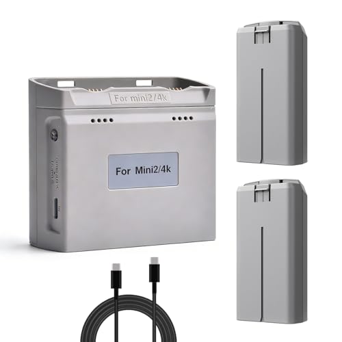 Mini 4K/2/SE Akku 2er-Pack mit Schnellladestation 2400mAh 7 7V 31Minuten Flugzeit wiederaufladbarer Akku für DJI Mini 2 SE/Mini 4K Drohne