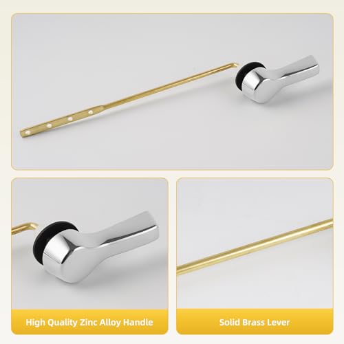 image for iFealClear 2 Pack Brass Toilet Tank Flush Lever Replacement, Universal