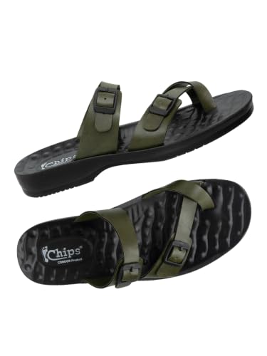 Image of Chips Men's BROWN Lightweight Slip-on Sandal Casual (3346)