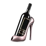 Trovety Shoe Wine Rack Holder - Bottle Wine Not Keeper with High-Heel Design - Display & Storage Accessories - Table Centerpiece & Home Decorations for Kitchen, Restaurant, Bar (Rose Gold)