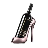 Trovety Shoe Wine Rack Holder - Bottle Keeper with High-Heel Design - Display & Storage Accessories - Table Centerpiece & Home Decorations for Kitchen, Restaurant, Bar (Rose Gold)