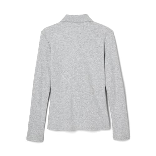 French Toast Girls' Long Sleeve Interlock Polo with Picot Collar, Heather Gray2