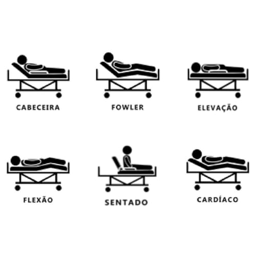 Cama Hospitalar Manual 3 Movimentos com Elevação do Leito com Colchão D33 - FLORENSE
