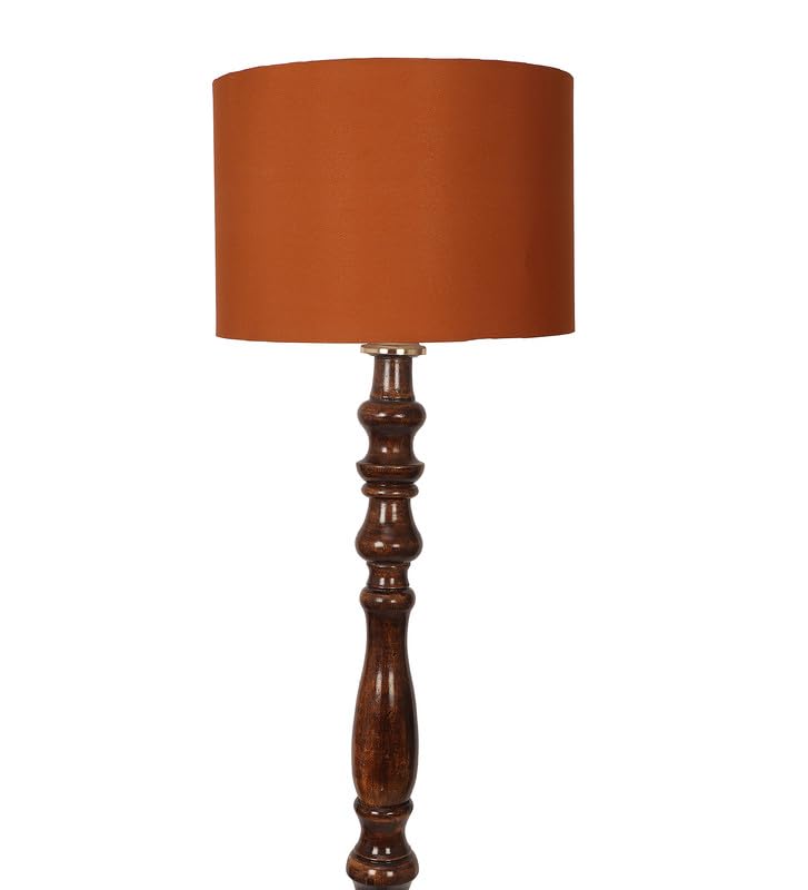 Image of tu casa Mango Wooden Floor Lamps with Classic Choco Shade for Home Decor, Bedrooms Corner, Living Room, Gifting, Diwali Decoration, Hall, Office, Study Room (Height: - 56 inch) - Bulb not Included