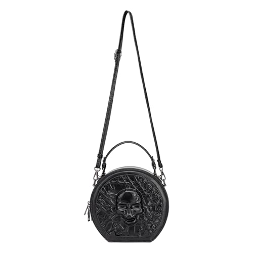 Sac à main rétro rond pour femme avec bandoulière en cuir PU élégant