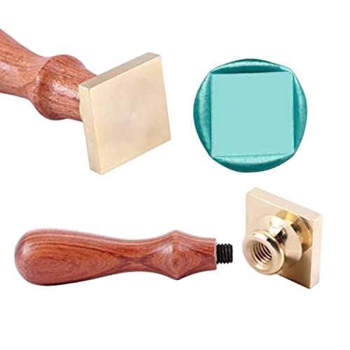Blanko-Wachssiegel-Stempel, 2,5 cm, massiv, quadratisch, blanko, Siegelstempelkopf ohne Gravur + 1 Stück Universal-Holzgriff, Retro-Wachsstempel, für Schnecken, Post, Weinpakete, Geschenk