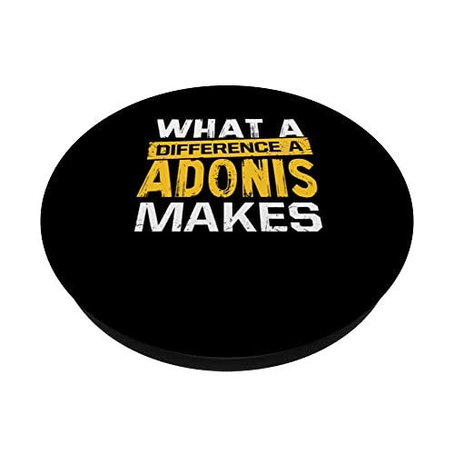 What A Difference A Adonis Makes Funny Name Adonis PopSockets Swappable PopGrip, Black - Image 2
