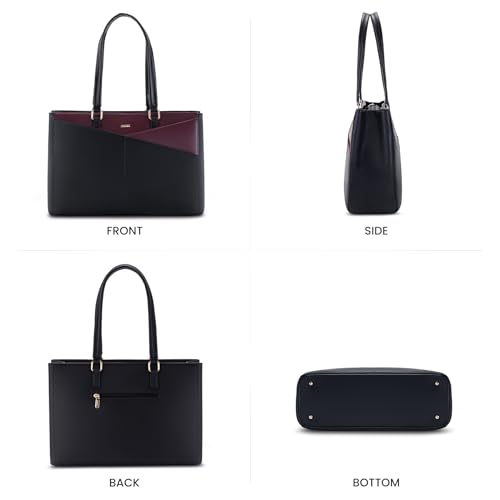 Image of Laptop Tote Bag for Women 15.6 Inch Waterproof Leather Computer Laptop Bag Women Business Office Work Bag Briefcase Large Travel Handbag Shoulder Bag