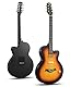 Moukey BCC-100 39 Zoll Akustik-E-Gitarre, Cutaway-Gitarre mit passivem Tonabnehmer, Gigbag, Gurt, Plektren, Stimmgerät und Kapodaster, Dual-Akustik- und Elektro-Modus, Sunburst