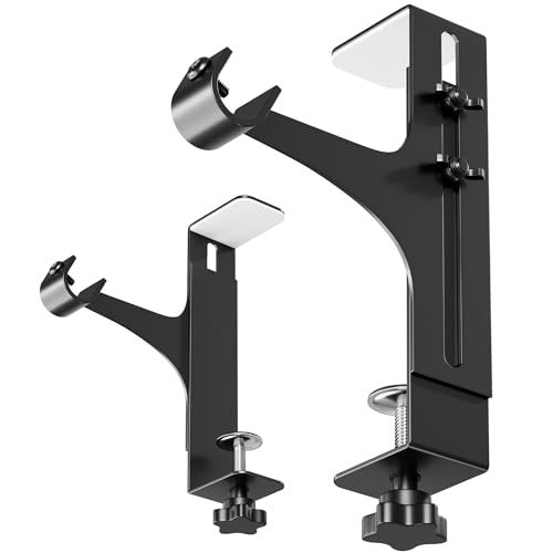 niffgaff Soportes metálicos para barra de cortina, juego de 2, color negro, colgantes, sin taladrar, capacidad de peso de 5 kg