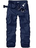 Men's BDU Casual Military Pants, Tactical Wild Army Combat ACU Rip Stop Camo Cargo Work Pants Trousers with 8 Pockets #7533 Navy Blue 34