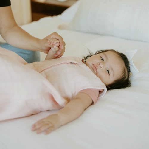 Image of Little Unicorn 12-18 Month Premium Muslin Sleep Sack 1.1 TOG | Soft & Breathable Muslin Cotton for safer sleep | 2 way zipper (Light Pink)
