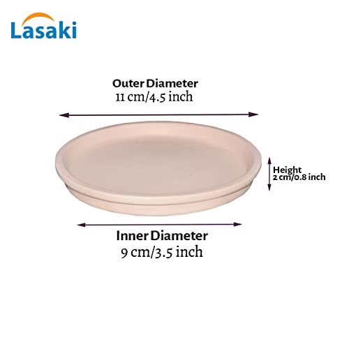 Image of Lasaki Round Ceramic Trays (Plates Saucers) for Pots, planters, Flower, Succulent(Set of 2,Pink,3.5 inch) R3.5(Plants not Included)