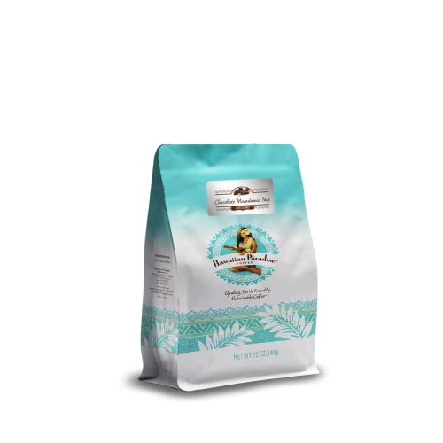 Hawaiian Paradise Coffee Chocolate Macadamia Nut Ground Coffee 12oz Bag, 100% Arabica Beans, Premium Rich Flavored , Finest Beans, Sustainably Grown & Roasted in Hawaii, USA