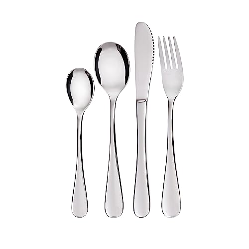 GRÄWE Kinderbesteck-Set, 4-teilig, spülmaschinengeeignet, Kinderbesteck Edelstahl, Geschenkset, neutrales Design