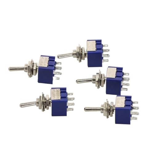 Interruptor de palanca DPDT ON-OFF-ON miniatura de 3 posiciones pack de 5 unidades 5