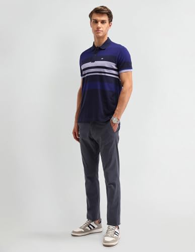 Image of Arrow Sport Men Regular fit Cotton Striped Short Sleeves Polo Shirt