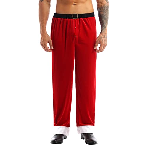 ranrann Weihnachten Hose Herren Nikolaus Kostüm Samt Pants mit...