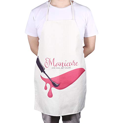 Cabilock Letter Printing Apron Cotton Linen Painting Apron Restaurant Cooking Baking Dress for Cafe Home Kitchen Household (Style 1) - Image 4