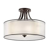  Lampadario Contemporaneo Lacey Metallo Bronzo Antico Tessuto 4 Luci E27