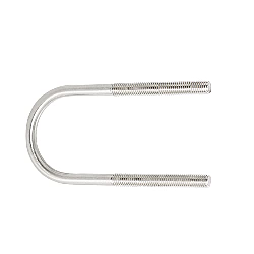 Image of Round U-Bolts 1.77 inch(45mm) Inner Width M8 Thread 304 Stainless Steel Silver with Plates Nuts Flat Washers for Car /RV /Trailer Bumper, 4Pcs