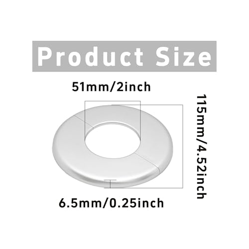 2PCS bociloy 51mm/2\" ID Wall Split Flange, Silver ABS Round Self-Adhesive Escutcheon Plate, Wall Hole Decoration Cover, Water Pipe Plate Cover