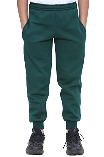 KHIM Pantalones deportivos unisex para niños y niñas, verde, 13-14 años