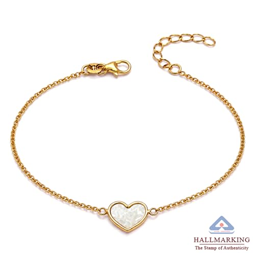 Image of TRUESILVER ACPL 925 Sterling Silver Bracelet for Women & Girls | BIS Hallmarked Cubic Zirconia Mother of Pearl Heart & Circle Bracelets Gift for Wedding Anniversary Birthday