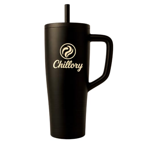 40oz Stainless Steel Tumbler with Handle and Straw – Insulated Travel Cup for Hot & Cold Drinks, Leak-Resistant Lid, Matte Black