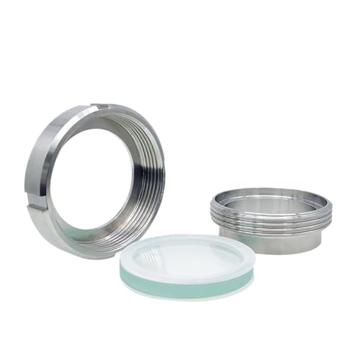 KACOME 304 Stainless Steel Welded Live Sight Glass SMS Round Thread Sanitary Glass Sight Glass with Light Peephole DN100((304SMS) Outside Diameter 38 * 1.5)