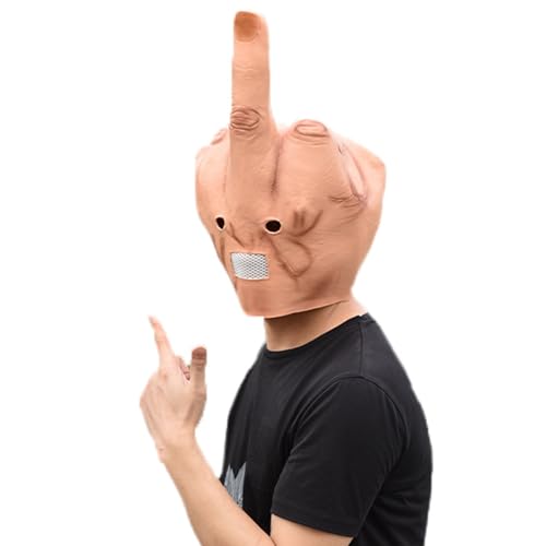 Látex assustador de cabeça completa, dedo médio para o Dia das Bruxas festa carnaval desfile