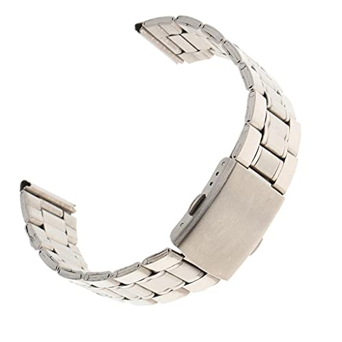 Image of Men Watch Band Solid Stainless Steel Strap Silver Folded Clasp 20mm
