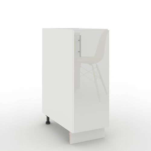 Image of JD Greta Adjustable Kitchen Base Unit - 300mm - Base Cabinet with Door (No Worktop) - White Gloss
