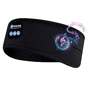 VoltCozy Bandeau Ecouteurs Casque de Sommeil Masque Nuit Sommeil Casque Anti Bruit Adulte pour Dormeurs Latéraux, Musique Sport Running, Micro appels USB...
