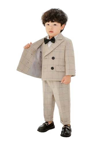 Costume trois pièces enfant chic à carreaux pour mariage et bal de fin d'année