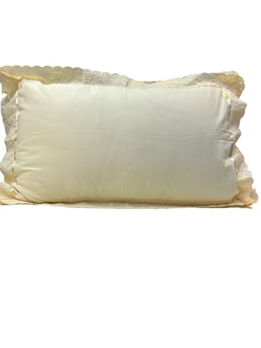 Image of VHC 100% Cotton Lace Pillow Cover /Case Set (Pack of 2)-Faun (Yellow)