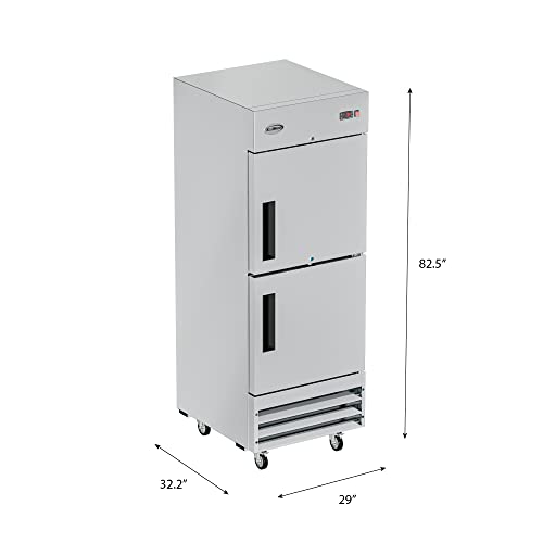 Image of KoolMore RIR-1D-SSHD Commercial Stainless-Steel Reach-in Refrigerator with Half Door Access for Restaurant, Cafe, and Cold Food Storage, Large 23 Cu. Ft. Capacity, Heavy Duty Kitchen Use, 2, Silver
