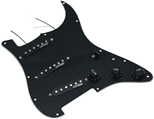 Dopro Loaded Guitar Pickguard with Wilkinson Pickups Prewired ST Pickguard for FD Strat Stratocaster Made In USA/Mexico Black 3Ply
