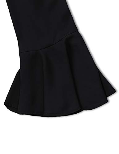 Black Blosues For Women Dressy Elegant, Juniors Clothing Summer Casual Tops And Blouses Trendy Deep V Neck 2/3 Bell Sleeve Pleated Front Flares Chiffon Tunic Tee Shirts Black Xxl #TOP4