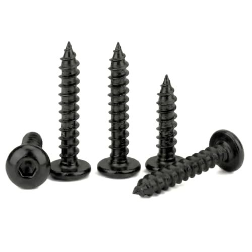 Image of By inchVP INDUSTRIES inch (Pcs-25) No.12x50 mm Allen Button Head Self-Tapping Screw - Black Zinc, Button Cap Head for Furniture, Crib, Bunk Bed, Cot, and Bolt Assembly