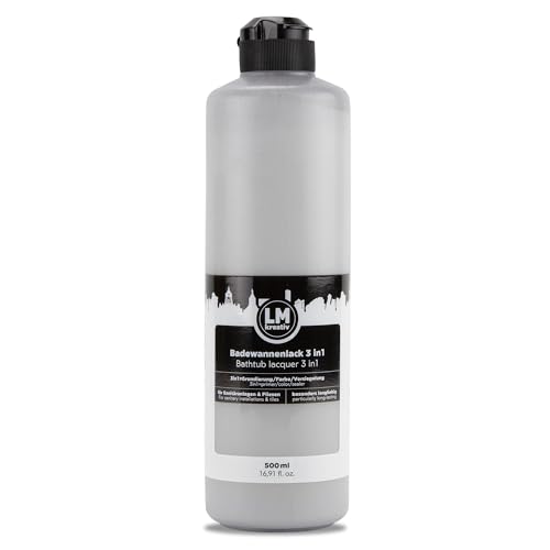 LM-Kreativ Badewannenlack 3 in 1 2K 500ml - Grau wie Beton - Auch nutzbar als Fliesenfarbe & Fliesenlack für Badezimmer, Badewannen… – Ansicht 1