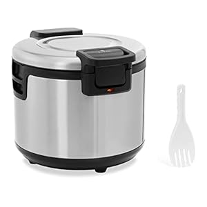 Royal Catering RCRK-2S Rijstverwarmer, 26 l, 110 W, met antiaanbaklaag, diameter pot 380 mm, incl. rijstlepel rijstkoker