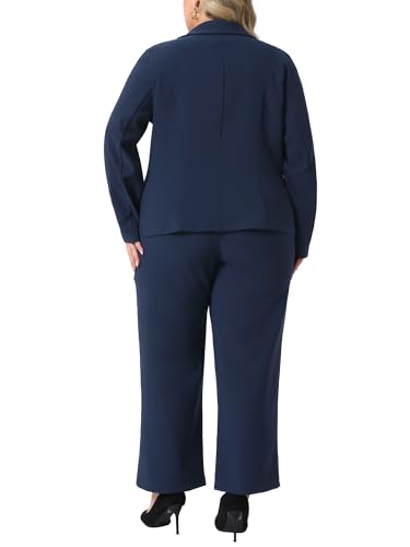 Agnes Orinda Plus Size Suit Two Piece Outfits for Women Business Office Blazer Jacket and Pants Suit Set4