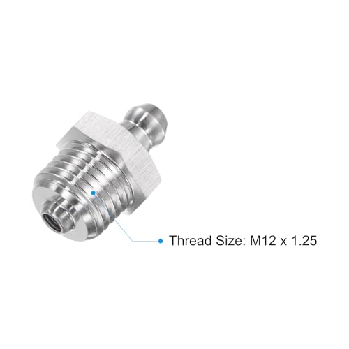 Image of uxcell 6Pcs Metric Stainless Steel Straight Grease Fitting M12 x 1.25mm Thread Hydraulic Grease Fitting Accessories