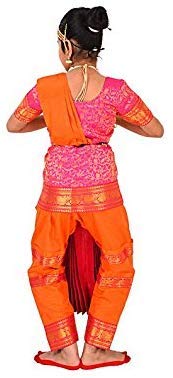 Image of BHARATANATYAMWORLD Bharatnatyam Readymade China Silk for Fancy Dress /Costume Competitions /School Events /Annual Functions