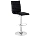 WOLTU 1x Taburete de Bar Regulable en Altura con Respaldo Juego de 1 Taburete Altos Cocina Giratorio Piel Sintética Cromado Silla Bar Negro BH15sz-1